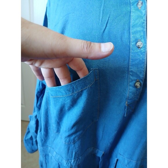 Song Of Style Chambray Tunic Dress Size 2X Belted Roll Tab Sleeve Knee Length - Picture 7 of 16